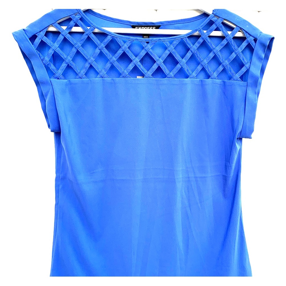 Express - NEW Blue Short-Sleeved Cutout Blouse -XS